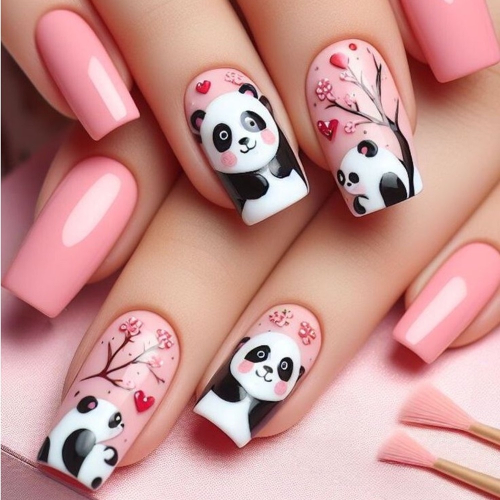 Pink Panda Nails